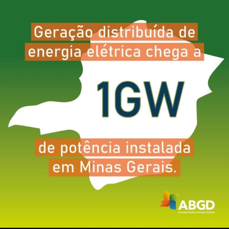 Minas Gerais é o primeiro estado da Federação a ultrapassar a marca de 1 GW de potência instalada nessa modalidade